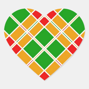 Bright Argyl red  green yellow pattern accessory Heart Sticker