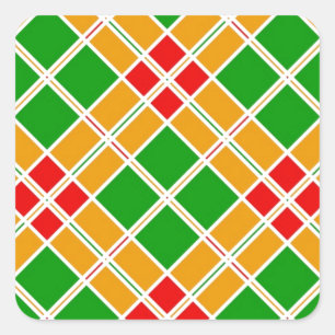 Bright Argyl red  green yellow pattern accessory Square Sticker