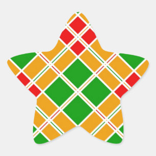 Bright Argyl red  green yellow pattern accessory Star Sticker