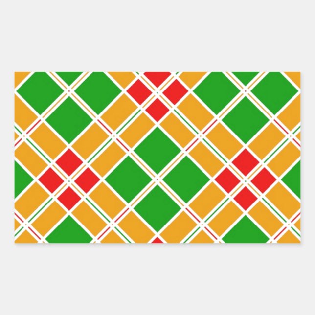Bright Argyl red  green yellow pattern accessory Sticker (Front)