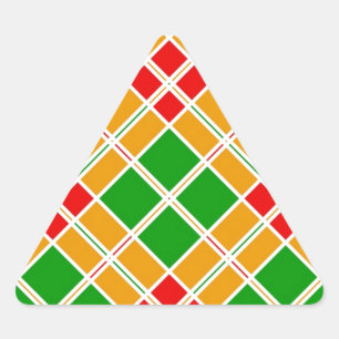 Bright Argyl red  green yellow pattern accessory Triangle Sticker