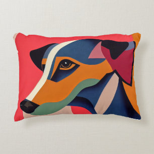 Bright Art Deco Greyhound Face Lumbar Pillow