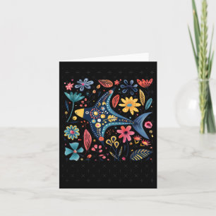 Bright Artistic Illustration Of Fish With Flowers  Card