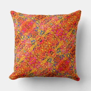Bright artistic paisley floral throw pillow