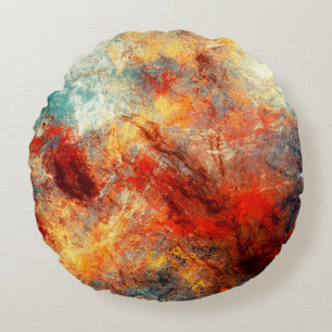 Bright artistic splashes. Abstract painting colour Round Pillow