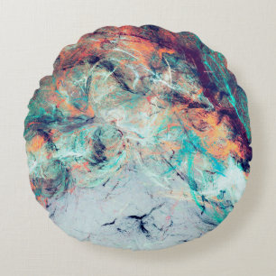 Bright artistic splashes. Abstract painting trendy Round Pillow