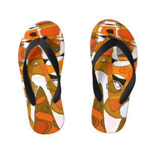 Bright autumn circles: abstract pattern. kid's flip flops
