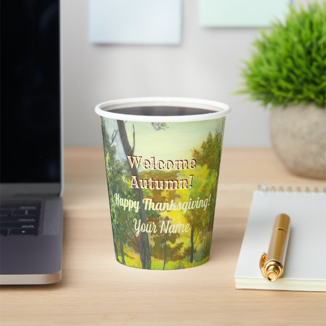 Bright Autumn watercolor Paper cup (Insitu)