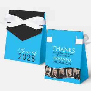 Bright Baby Blue & Black Photo Collage Filmstrip Favor Box