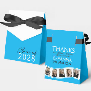 Bright Baby Blue & White Photo Collage Filmstrip Favor Box