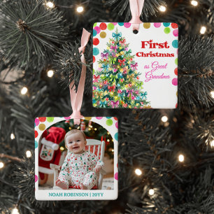 Bright Baby's First Christmas Tree Photo Colourful Ceramic Ornament