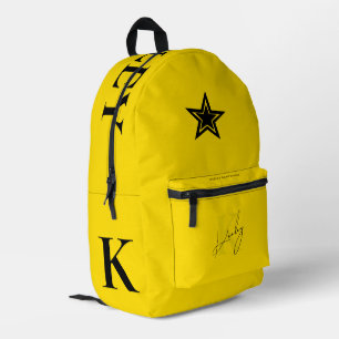Bright Back to School Yellow Monogram Star Printed Backpack