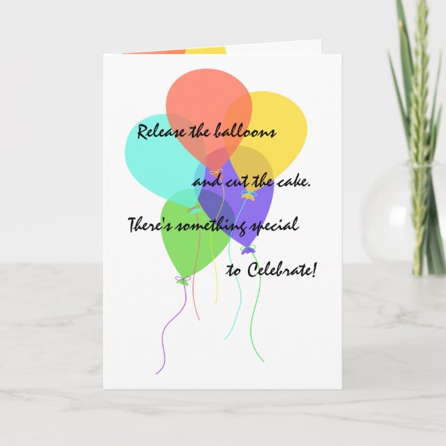 Bright Balloons Add Name & Age Birthday Greeting Card (Front)