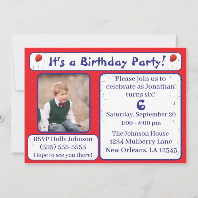 Bright Balloons & Confetti Birthday Invitation (Front)