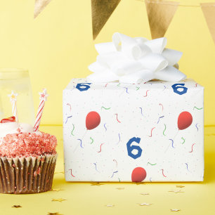 Bright Balloons & Confetti Customizable Birthday Wrapping Paper