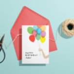 Bright Balloons Custom Happy Birthday Card<br><div class="desc">A cluster of bright and colourful balloons are held lightly in a retro style light skin hand and easy to personalize text gives you the control to create a one-of-a-kind birthday card for any friend turning any age.</div>