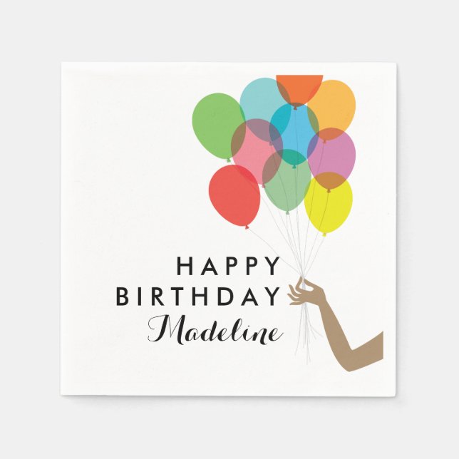 Bright Balloons Customized Happy Birthday Napkins (Front)