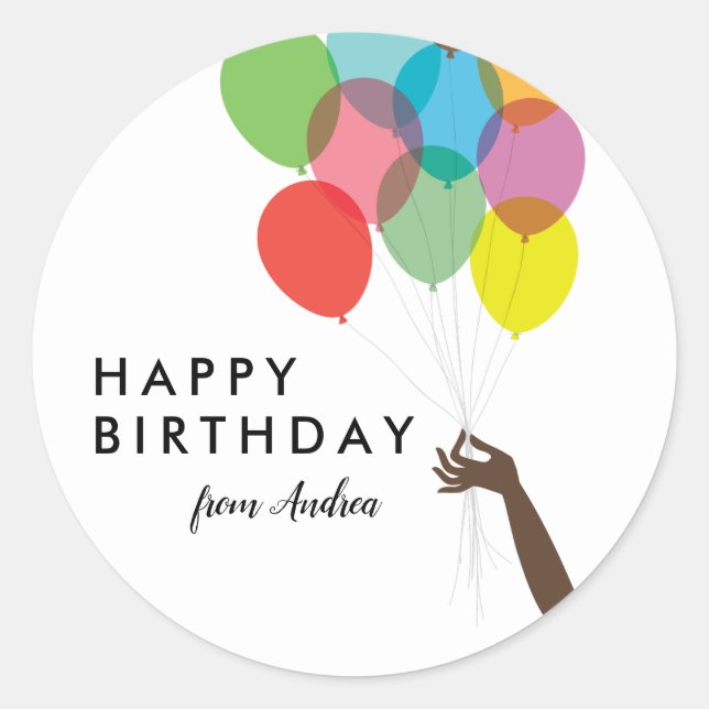 Bright Balloons Happy Birthday Classic Round Sticker (Front)