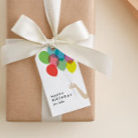 Bright Balloons Happy Birthday Gift Tag<br><div class="desc">This custom gift tag features a light skin color arm holding a cluster of bright and colorful translucent balloons while the easy to personalize text can be edited for your own custom message. The coordinating twine makes these birthday gift tags an easy choice for all your gift wrapping needs!</div>