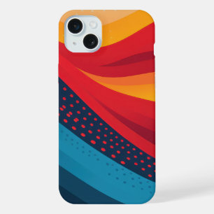 Bright bands of colour with dot patterns iPhone 15 plus case
