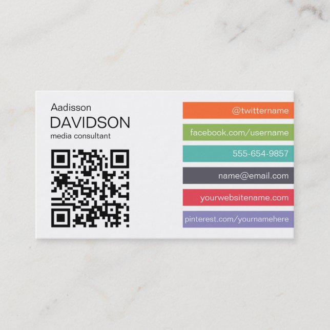 Bright Bar QR CODE Social Media Business Card (Front)