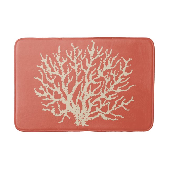 Bright Beach Sea Coral Bath Mat Rug Bathroom Decor (Front)