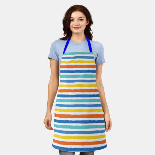 Bright Beachy Striped Pattern Apron