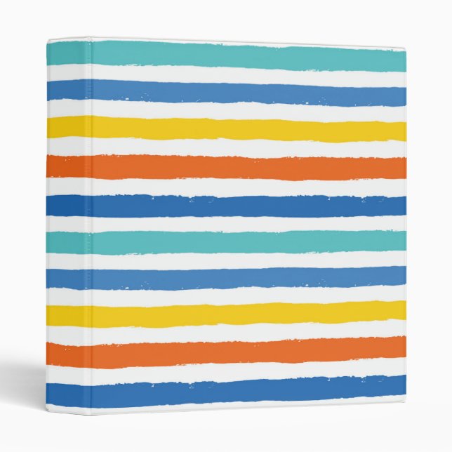Bright Beachy Striped Pattern Binder (Front/Spine)