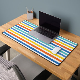 Bright Beachy Striped Pattern Desk Mat