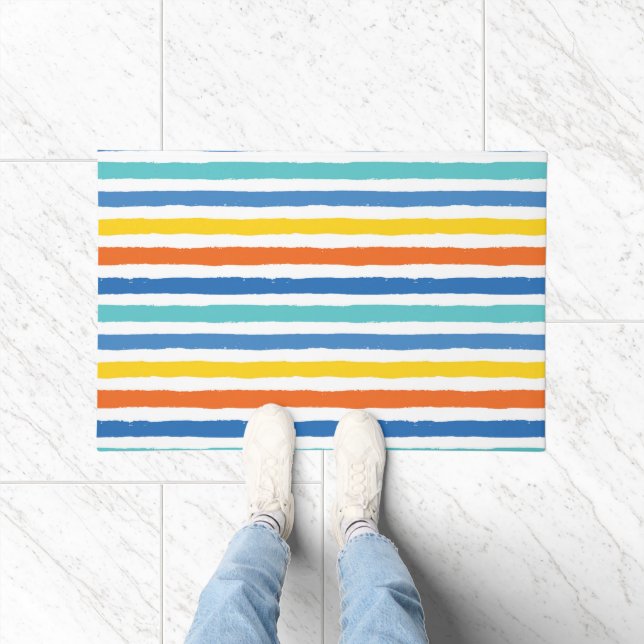 Bright Beachy Striped Pattern Doormat (Indoor)