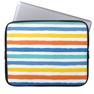 Bright Beachy Striped Pattern Laptop Sleeve