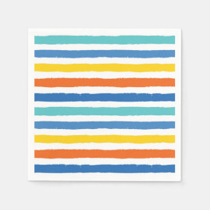 Bright Beachy Striped Pattern Napkin