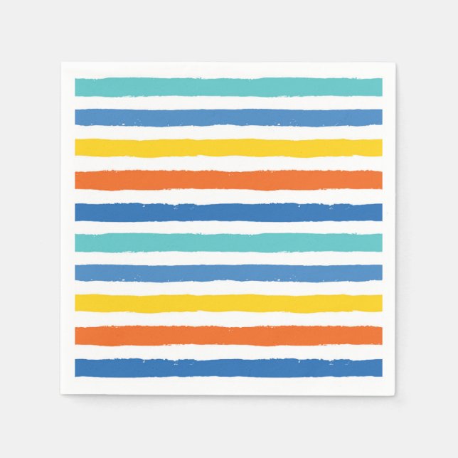 Bright Beachy Striped Pattern Napkin (Front)