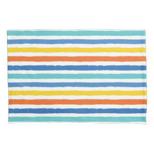 Bright Beachy Striped Pattern Pillowcase