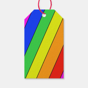 Bright beautiful diagonal STRIPE rainbow Gift Tags