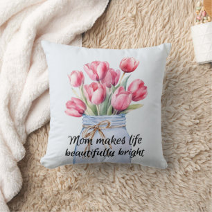 Bright & Beautiful Mom Throw Pillow
