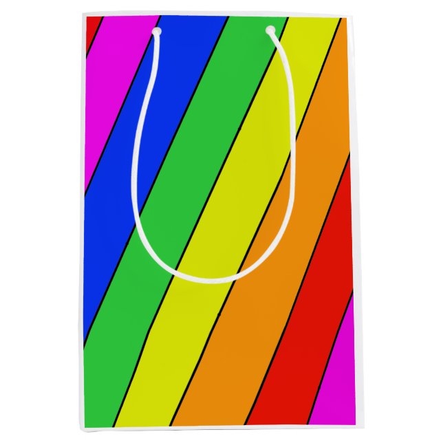 Bright beautiful rainbow STRIPES Medium Gift Bag (Front)