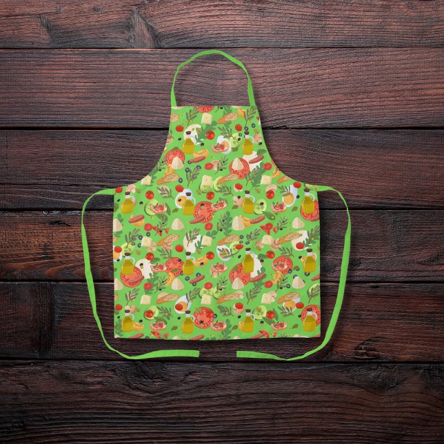 Bright, beautiful salad ingredients green apron (Creator Uploaded)