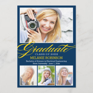 Bright Beginning Graduation Invitation - Navy Blue