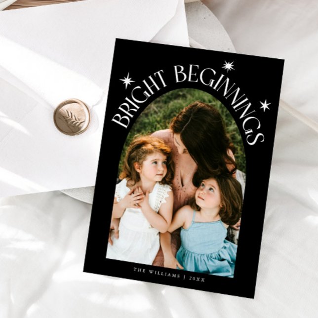 Bright Beginnings Black Arch New Years Holiday Card (Creator Uploaded)