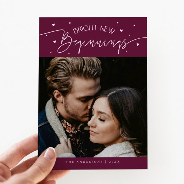 Bright Beginnings New Year Cranberry Photo  Holiday Card (Creator Uploaded)
