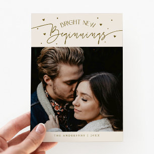 Bright Beginnings New Year Cream Photo Holiday Card