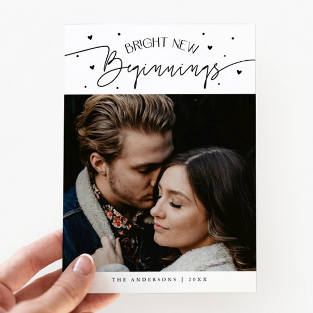 Bright Beginnings New Year White Photo  Holiday Card (Creator Uploaded)