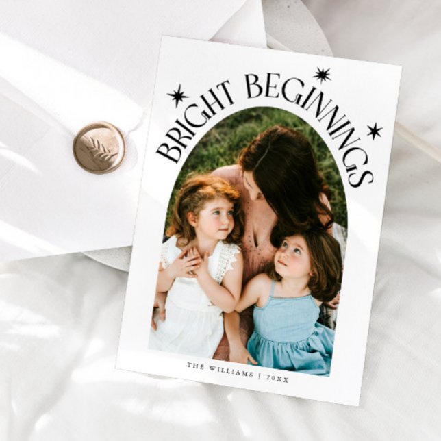 Bright Beginnings White Arch New Years Holiday Card (Creator Uploaded)