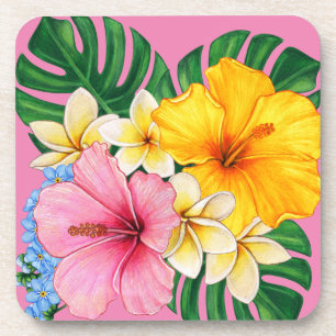 Bright big flowers coaster