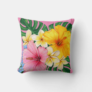 Bright big flowers  throw pillow