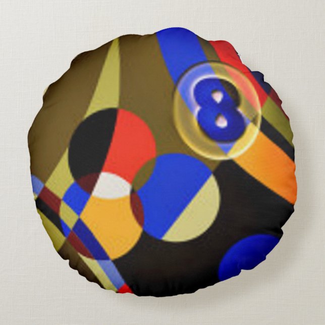 Bright Billiards Round Pillow (Back)