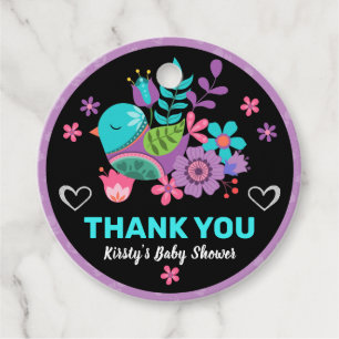 Bright Bird & Floral Mexican Fiesta Baby Shower Favour Tags