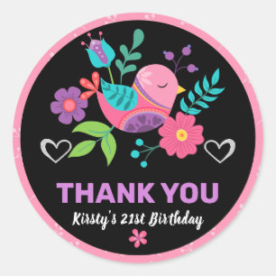 Bright Bird & Floral Mexican Fiesta Birthday Party Classic Round Sticker