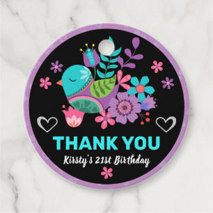 Bright Bird & Floral Mexican Fiesta Birthday Party Favour Tags